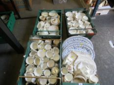 Four trays of assorted ceramics to include Royal Albert, Minton etc