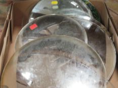 A tray of circular convex mirrored panels etc