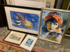 A quantity of assorted pictures and prints to include abstract examples
