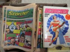A tray of Scorcher and Score comics and annuals etc