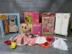BOXED VINTAGE SINDY TOYS. to include wardrobe, table & chairs and working sink unit, together with a