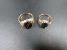 Two 9 carat gold blood stone rings approx combined weight 5.8g