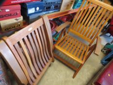 Two canterbury collection hardwood fold away garden chairs
