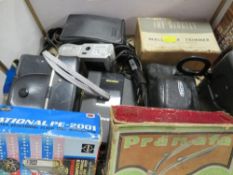 A tray of assorted cameras, Walkman etc