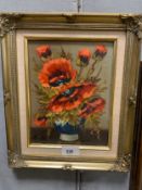 A small floral still life oil on canvas bearing monogram A R
