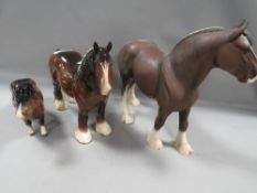 A large Beswick matt finish figure of a shire horse marked as a second together with a Beswick shire