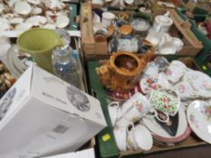 Three trays of ceramics to include an oriental style tea set