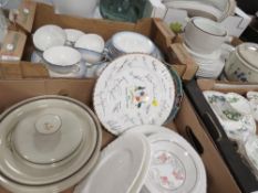 Three trays of assorted ceramics to include Royal Doulton Lorraine dinner ware