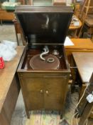 A vintage His Masters Voice floorstanding gramophone