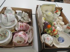 Two trays of assorted ceramics to include Royal Albert Flowers of The Month trio set