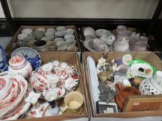 Five trays of assorted ceramics etc. to include Wedgwood and Coalport