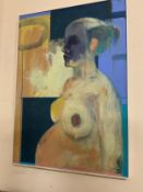 An unusual impressionist oil on board depicting a naked female together with another portrait of a