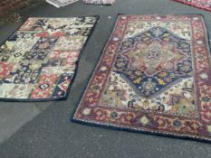 Two large 20th century woollen multicoloured rugs - largest 241 x 148 cm