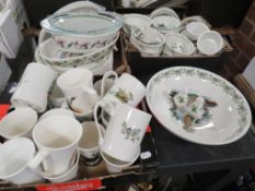 Three trays of assorted Portmeirion ceramics to include a small tray of mugs