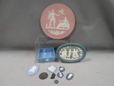 A small collection of Wedgwood jasperware to include small medallions and plaques