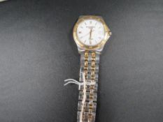 A modern Raymond Weil Tango wrist watch on bi colour bracelet