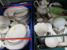 A tray of Royal Doulton York tea and dinner ware together with a tray of assorted ceramics (2)