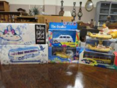 FIVE BOXED BEATLES DIECAST VEHICLES, to include Corgi Classic Yellow Submarine 05401, Corgi Classic