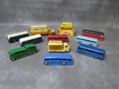 ELEVEN UNBOXED DIE CAST COACHES AND TRUCKS, by Dinky (9) and Corgi (2), to include Dinky Bedford