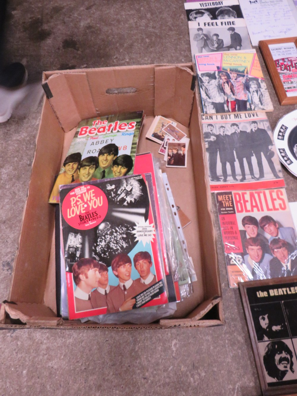 A LARGE COLLECTION OF BEATLES PICTURES, PICTURE MIRRORS, sheet music, photographs, Fan Club Materia - Image 2 of 6