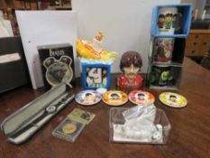 A SELECTION OF MAINLY CHINA BEATLES MEMORABILIA, to include unusual Yellow Submarine money box with
