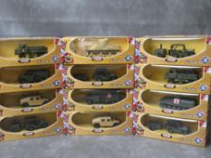 TWELVE BOXED SOLIDO MILITARY VEHCLES FROM THE BATAILLES BATTLES RANGE, to include 6244, 6145,