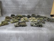 THIRTEEN UNBOXED CORGI MILITARY VEHICLES, mainly half tracks, together wtih four Solido tank
