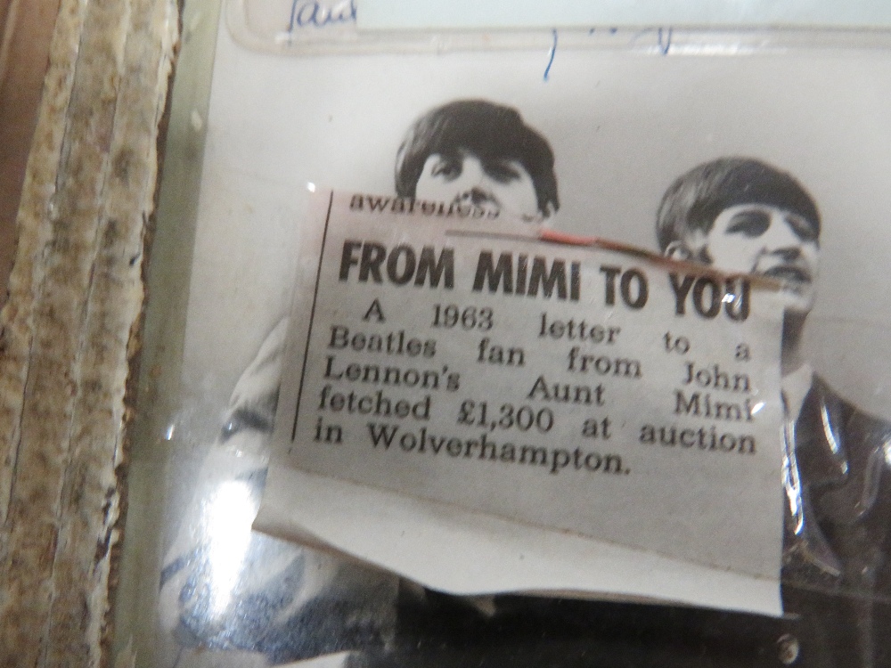 BEATLES INTEREST - A UNIQUE FRAMED LETTER FROM 1963 FROM JOHN LENNON'S AUNT MIMI TO A BEATLES FAN, - Image 5 of 5