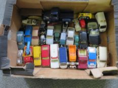 THREE BOXES OF UNBOXED DIE CAST VEHICLES BY CORGI, Matchbox, Dinky, Welly etc., one box mainly cars,