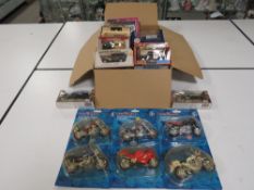 THREE CARDED CHAD VALLEY 1:18 SCALE MOTORCYCLE TWIN SETS, together with twenty three Lledo / Days