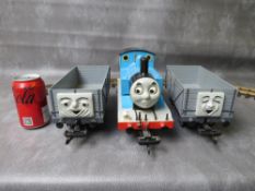 BACHMANN GARDEN SCALE THOMAS THE TANK ENGINE No.1, together with a matching pair of grey uncovered