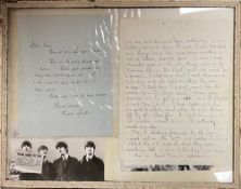 BEATLES INTEREST - A UNIQUE FRAMED LETTER FROM 1963 FROM JOHN LENNON'S AUNT MIMI TO A BEATLES FAN,