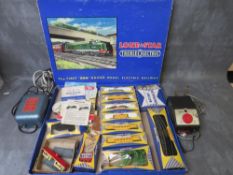 BOXED LONE STAR '000' GAUGE RAILWAY SET, comprising locomotive, carriages, rolling stock, track,