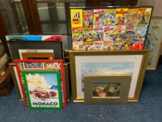 A quantity of assorted modern pictures and prints to include Marvel