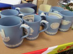 A collection of assorted Wedgwood jasperware Christmas tankards