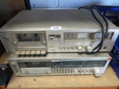 A Hitachi stereo cassette deck D-30S and an Onkyo stereo cassette tape deck direct drive