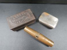 Two antique vesta cases and a pocket multi tool