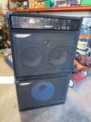 An Ashdown Engineering MAG200 bass amp head with MAG CZ10T-200 and 115-200 speaker cabs
