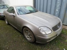 A silver 2003 petrol 2L Mercedes 'RJ03 VEM', currently SORN, one key, with log book, mileage at last