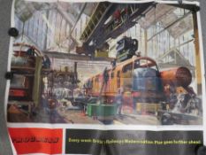 A LARGE TRAIN POSTER, approx 130 x 100 cm, painted by Terence Cuneo for the cover of Unilever
