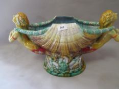 A reproduction Majolica style centrepiece in the form of a clam