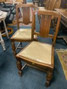 A set of four 20th century oak solid dining chairs - Note two shown in image