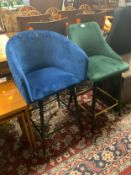 Two modern upholstered bar/kitchen stools