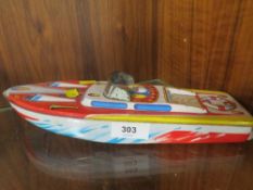 A 'Made in Japan' tin plate model of a speed boat