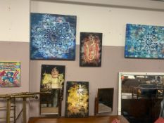 A quantity of six modern canvas prints to include Captain America