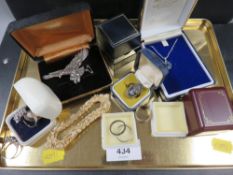 A selection of costume jewellery to include silver example