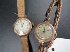 A hallmarked 9 carat rose gold wristwatch on expandable rose gold bracelet stamped 9ct together with