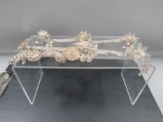 A quantity of vintage Indian white metal studs and chains