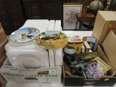 A collection of Danbury Mint collectors plates together with a tray of assorted items to include wei