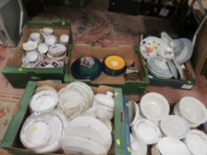 Five assorted trays of ceramics to include Royal Albert etc